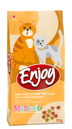 ENJOY KEDİ MAMASI 15 KG TAVUK ETLİ RENKLİ resmi