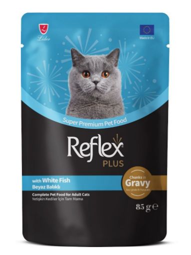 REFLEX POUCH KEDI 85 GR BEYAZ BALIKLI *RFK78 resmi