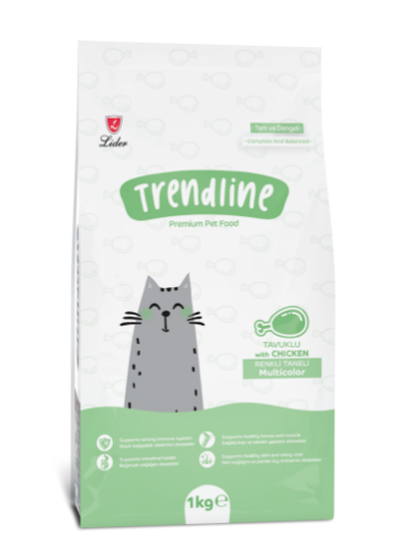TRENDLINE KEDİ MAMASI 1 KG GURME RENKLİ TAVUK ETLİ *TRE174 resmi