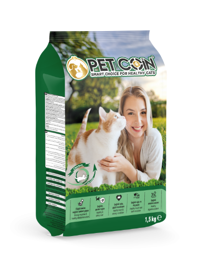 PETCOIN KEDİ MAMASI 1,5 KG TAVUK ETLİ resmi