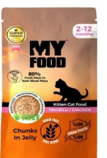 MYFOOD POUCH YAŞ KEDİ MAMASI YAVRU TAVUKLU 85GR resmi