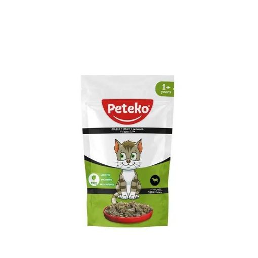 PETEKO YAŞ KEDİ MAMASI KUZULU 85GR resmi