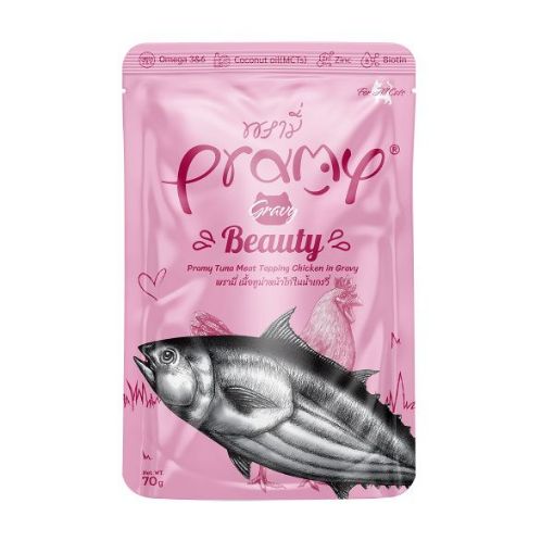 PRAMY POUCH SOS İÇİNDE TON BALIKLI VE TAVUKLU KEDİ ÖDÜL  MAMASI 70GR resmi