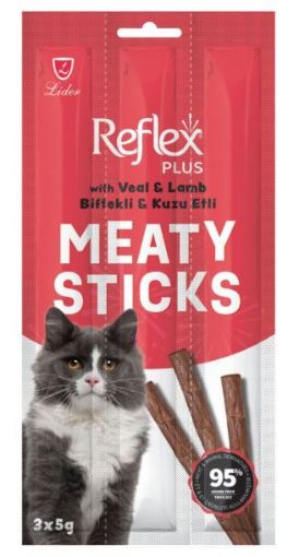REFLEX KEDİ ÖDÜL ÇUBUK 3X5 GR DANA KUZU ETLİ resmi