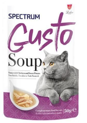 SPECTRUM GUSTO KEDİ ÇORBA 50 GR TON BALIK TAVUK PATATESLİ resmi