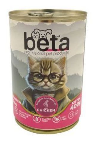 BETA KEDİ KONSERVE 400 GR KIYILMIŞ YAVRU TAVUKLU resmi